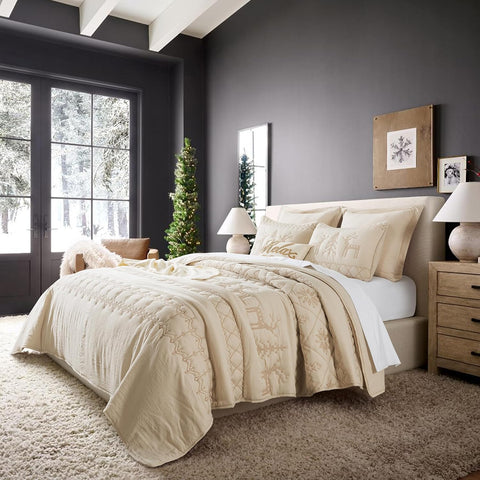 Quilt Chrismast Reindeer Beige