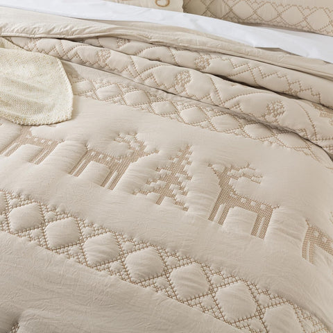 Quilt Chrismast Reindeer Beige